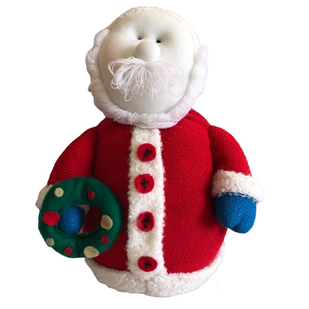 Home Trends Decorations Holiday Sweater Knit Weighed Santa 12''